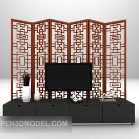 Chinese Screen Tv Background 3d model