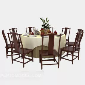 Chinese Table Chair Set V1 3d model