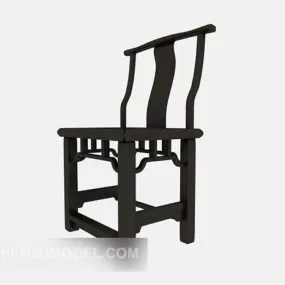 Chinese Black Retro Lounge Chair Wooden 3d model