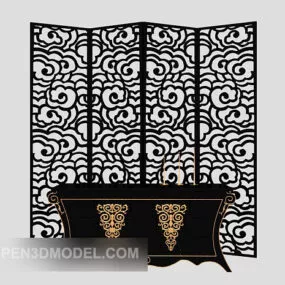 Chinese Black Screen Divider 3d model