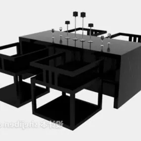 Chinese Black Table Chair 3d model