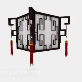 Black Wooden Chandelier Chinese Style 3d model