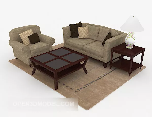 Chinese Brown Combination Sofa 3d model Chinese Brown Combination Sofa 3d model