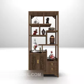 Chinese Brown Display Cabinet 3d model