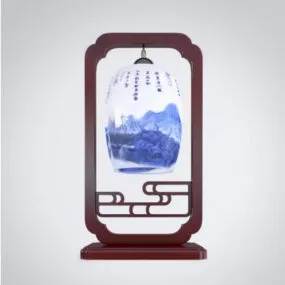 Chinese Carving Frame Table Lamp 3d model