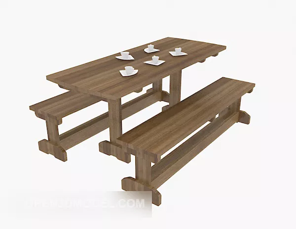 Chinese Teahouse Table Chairs Set 3d model Chinese Teahouse Table Chairs Set 3d model