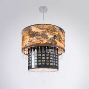 Chinese Circular Crystal Pendant 3d model