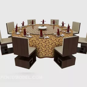 Chinese Classical Dining Table Chair 3d model