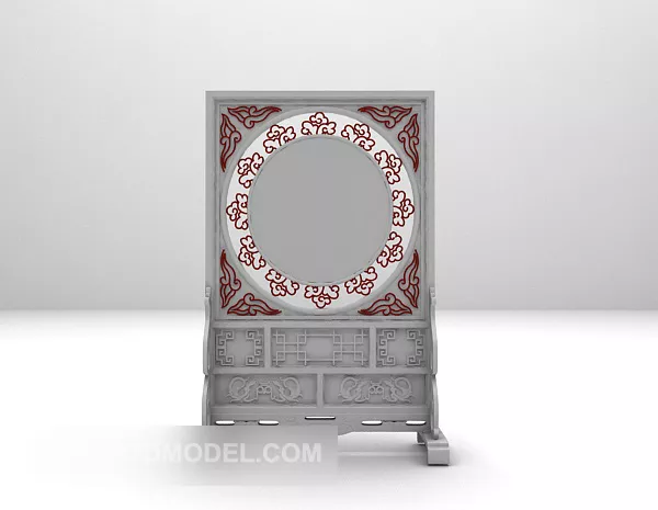 Chinese Classical Wood Screen 3d model Chinese Classical Wood Screen 3d model