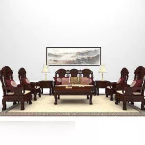 Chinese Traditional Wooden Sofa Table 3d model