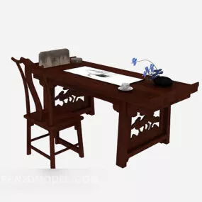 Vintage Chinese Desk Chair 3d model