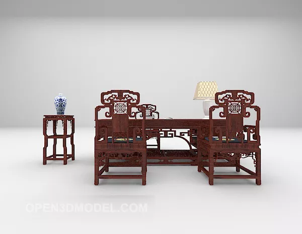 Chinese Desk Chair Retro Style 3d model Chinese Desk Chair Retro Style 3d model