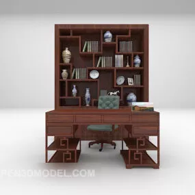 Chinese Wood Desk Home Furniture 3d model