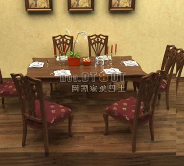 Chinese Dining Table And Chair Furniture 3d model Chinese Dining Table And Chair Furniture 3d model