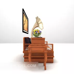 Chinese Double Sofa Stool Set 3d model