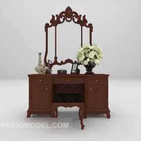 Chinese Dresser Furniture With Mirror 3d model