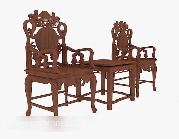Chinese Exquisite Carved Table Chair 3d model Chinese Exquisite Carved Table Chair 3d model