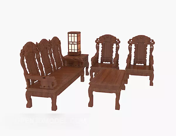 Chinese Exquisite Wood Sofa 3d model Chinese Exquisite Wood Sofa 3d model