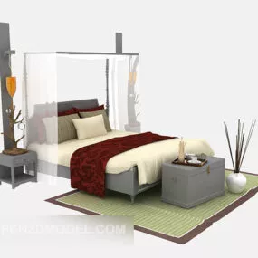 Chinese Family Double Bed 3d model