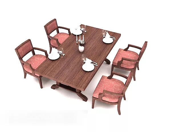 Chinese Four-person Solid Wood Dining Table 3d model Chinese Four-person Solid Wood Dining Table 3d model