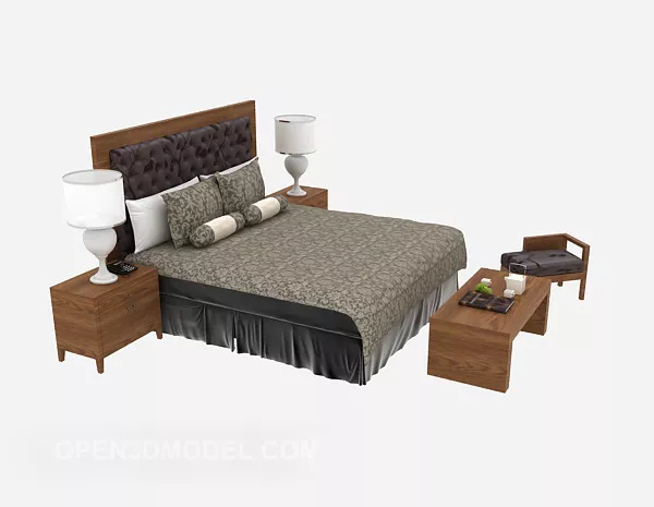 Chinese Furniture Double Bed 3d model Chinese Furniture Double Bed 3d model