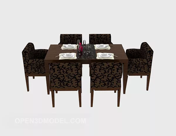 Chinese Dining Table Chair Wooden 3d model Chinese Dining Table Chair Wooden 3d model