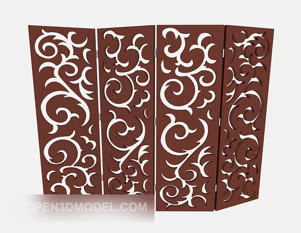 Carved Pattern Screen Divider 3d model