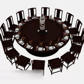 Chinese Large Table Chair Sets 3d model