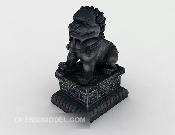 Chinese Ancient Lion Sculpture 3d model