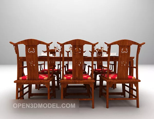 Chinese Long Table And Chair Traditional 3d model Chinese Long Table And Chair Traditional 3d model