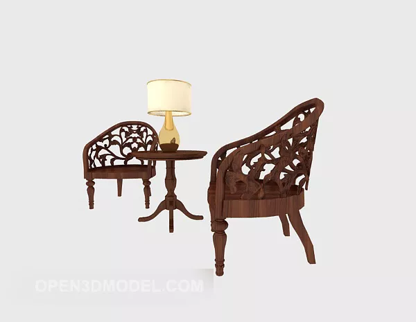 Chinese Lounge Chair, Side Table 3d model Chinese Lounge Chair, Side Table 3d model