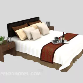 Chinese Minimalist Double Bed 3d model