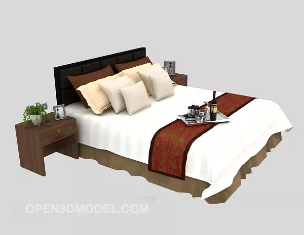 Chinese Minimalist Double Bed 3d model Chinese Minimalist Double Bed 3d model