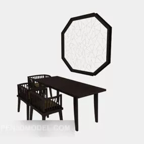 Chinese Minimalist Table And Chair 3d model