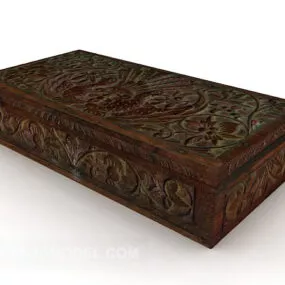 Chinese Old Wardrobe Dark Wood 3d model