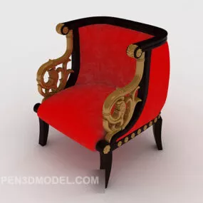 Chinese Red Single Sofa 3d model