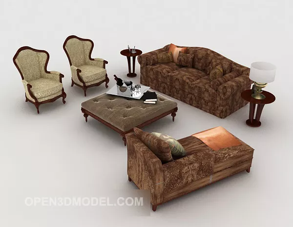 Chinese Retro Brown Sofa 3d model Chinese Retro Brown Sofa 3d model