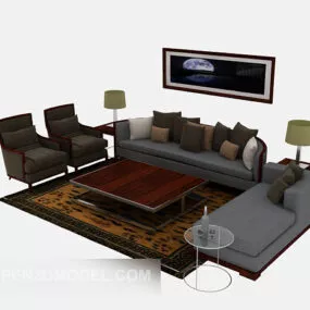 Chinese Retro Sofa Full Set 3d model