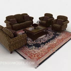 Chinese Retro Dark Sofa 3d model
