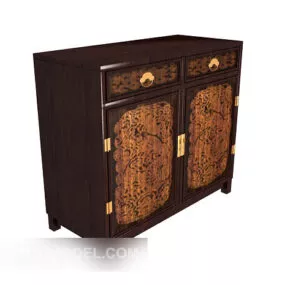 Chinese Retro Locker Walnut 3d model