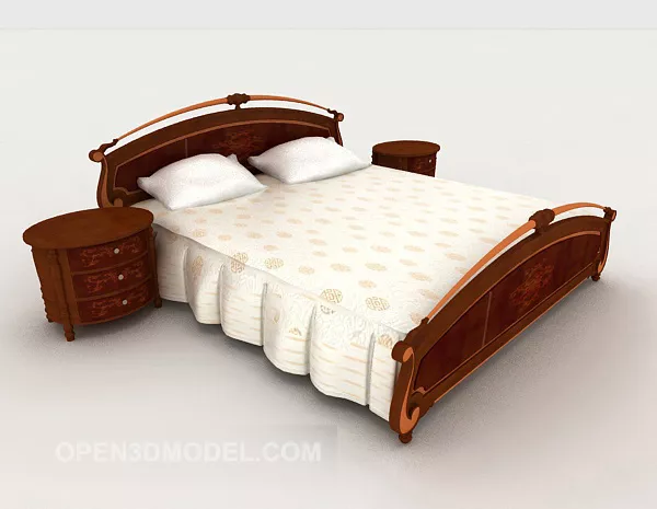 Chinese Retro Pattern Double Bed 3d model Chinese Retro Pattern Double Bed 3d model