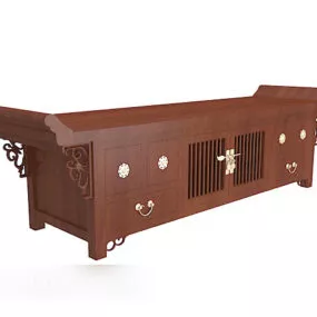 Chinese Retro Style Side Cabinet 3d model
