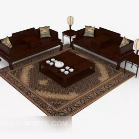 Chinese Retro Wood Sofa Sets 3d model