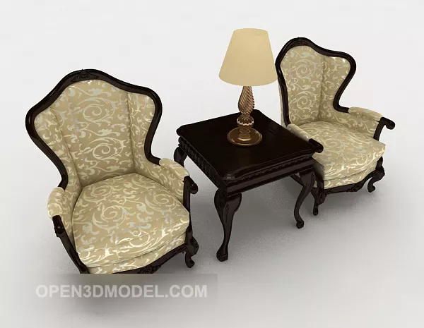Chinese Retro Wooden Table And Chair Combination 3d model Chinese Retro Wooden Table And Chair Combination 3d model