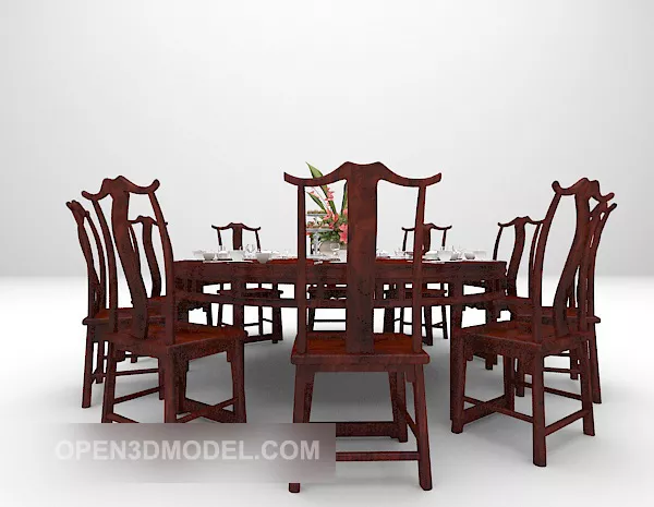 Chinese Wooden Traditional Round Dining Table 3d model Chinese Wooden Traditional Round Dining Table 3d model