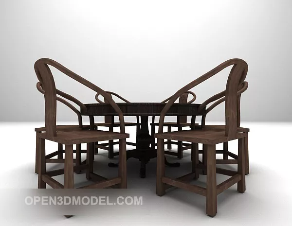 Chinese Round Table And Chairs 3d model Chinese Round Table And Chairs 3d model