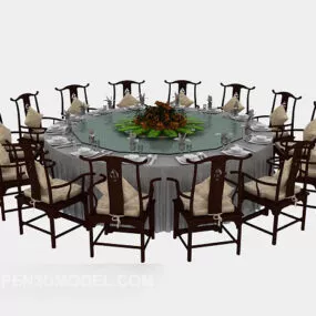 Chinese Large Round Table Chair 3d model
