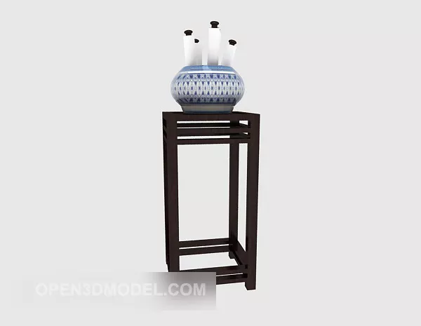 Chinese Showcase With Vase Decor 3d model Chinese Showcase With Vase Decor 3d model