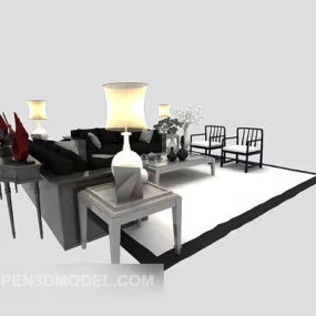 Chinese Sofa With Furniture 3d model