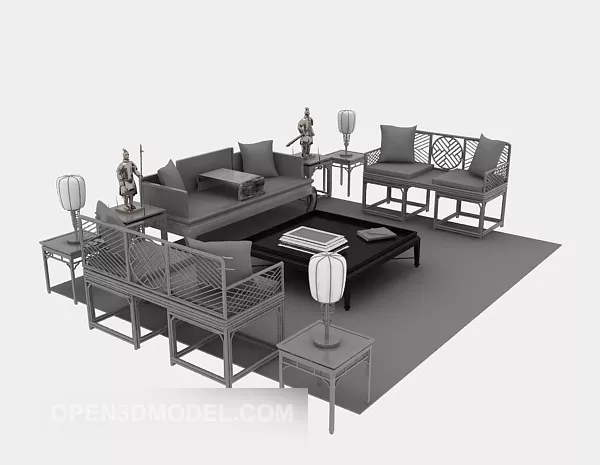 Chinese Sofa Furniture Set 3d model Chinese Sofa Furniture Set 3d model